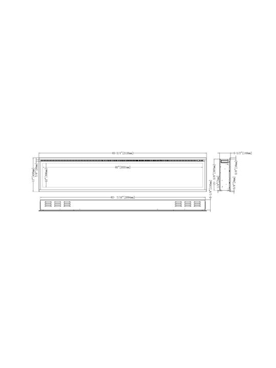 Hitense Wandmontiert Elektrischer Kamin 1600W 213x14cm Gray