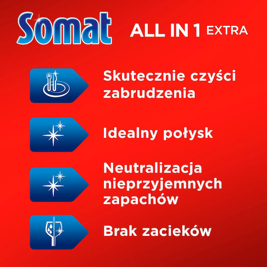 Somat All In 1 Extra Tablete pentru Mașina de Spălat Vase Lămâie & Lime 44 Bucăți