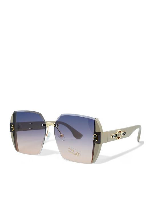 Optosquad Women's Sunglasses with Gold Metal Frame and Blue Gradient Lens 10046