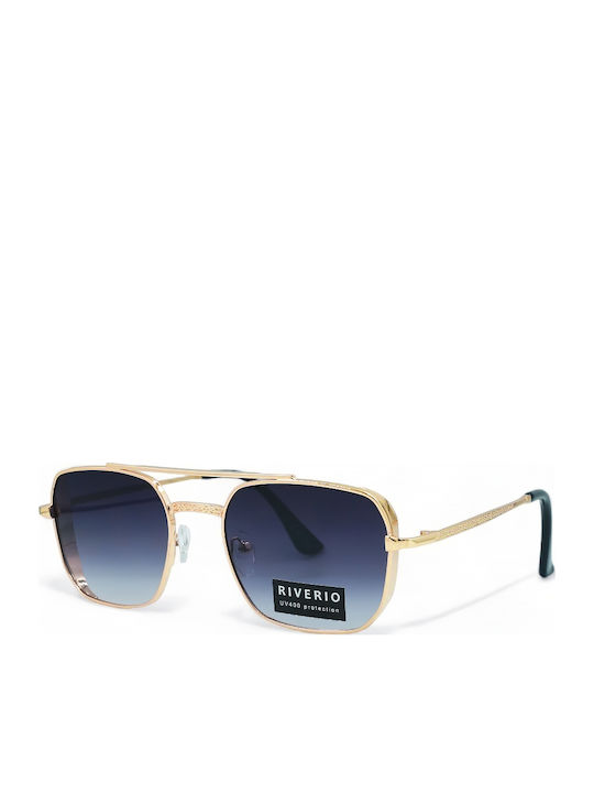 Riverio Unisex Γυαλιά Ηλίου με Χρυσό Μεταλλικό Σκελετό και Χρυσό Ντεγκραντέ Φακό RV42371
