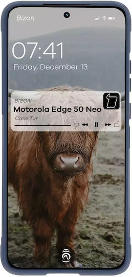 Bizon Tur Umschlag Rückseite Silikon / Gehärtetes Glas 2mm Marineblau (Motorola Edge 50 Neo)