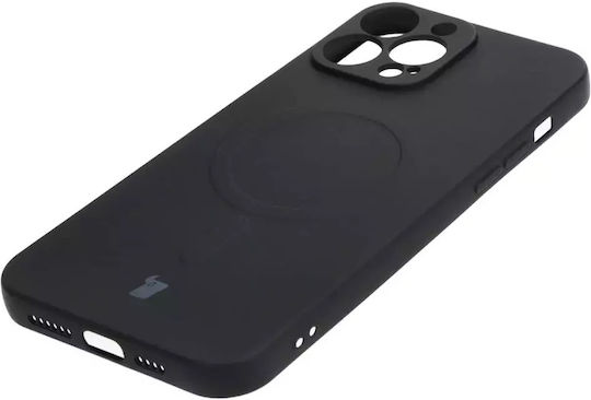 Bizon Silicone Magnetic Umschlag Rückseite Silikon / Gehärtetes Glas Schwarz (iPhone 13 Pro Max)
