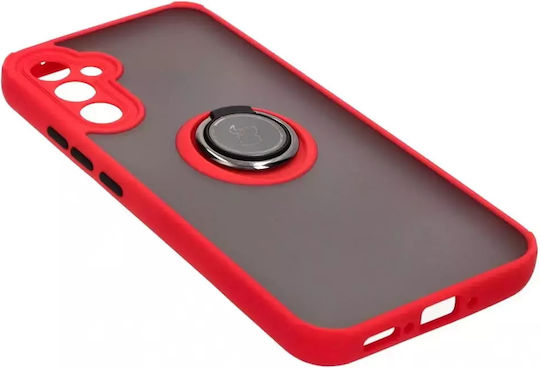 Bizon Hybrid Ring Back Cover Σιλικόνης / Tempered Glass Κόκκινο (Galaxy A34)