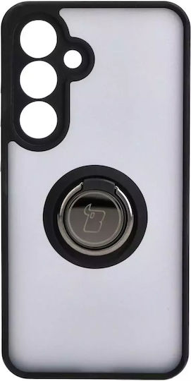 Bizon Hybrid Ring Back Cover Σιλικόνης / Tempered Glass Μαύρο (Galaxy S24)