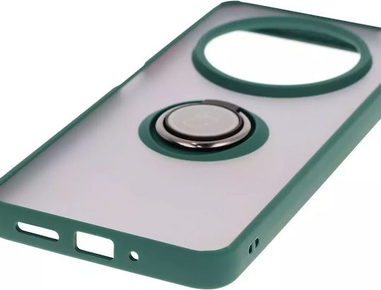 Bizon Hybrid Ring Umschlag Rückseite Gehärtetes Glas / Silikon Grün (Redmi 14C / Poco C75)