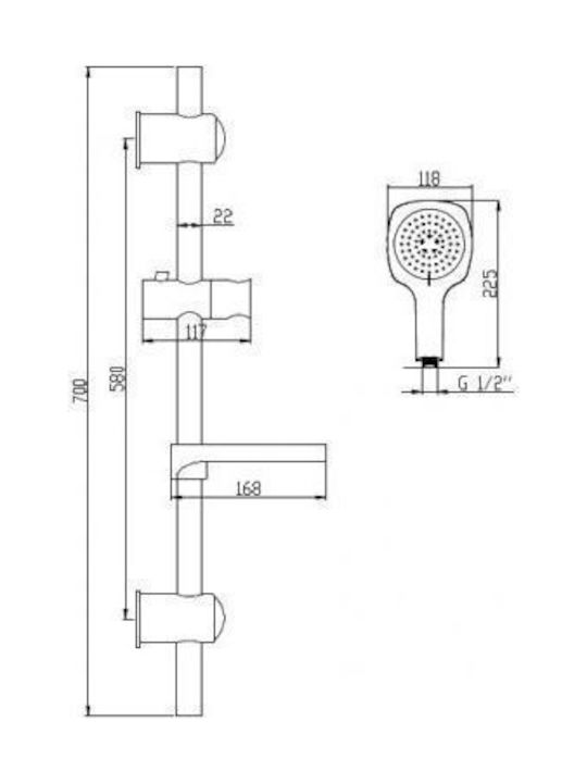 Invena Shower Column without Mixer White Invena Shower Column without Mixer White