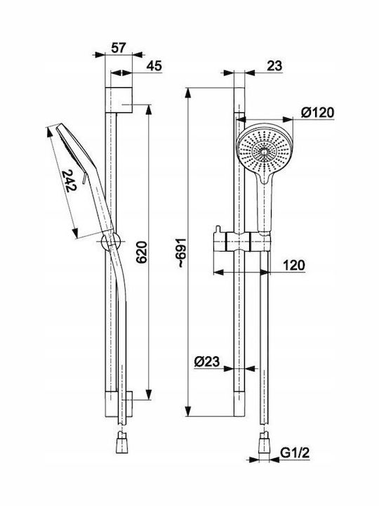KFA Duschsäule ohne Armatur Schwarz