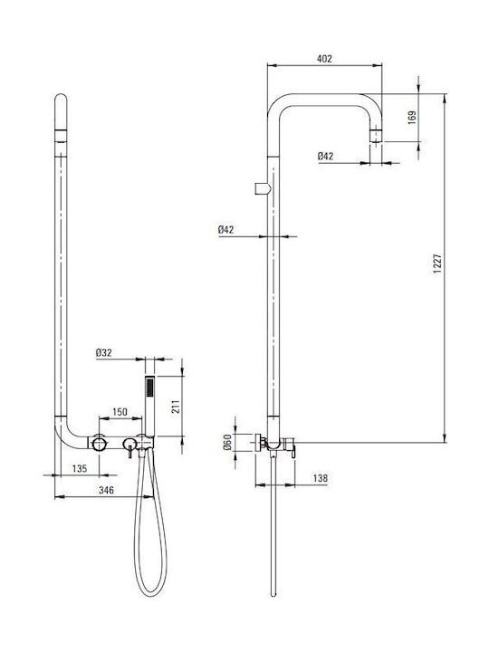 Deante Duschsäule ohne Armatur Schwarz