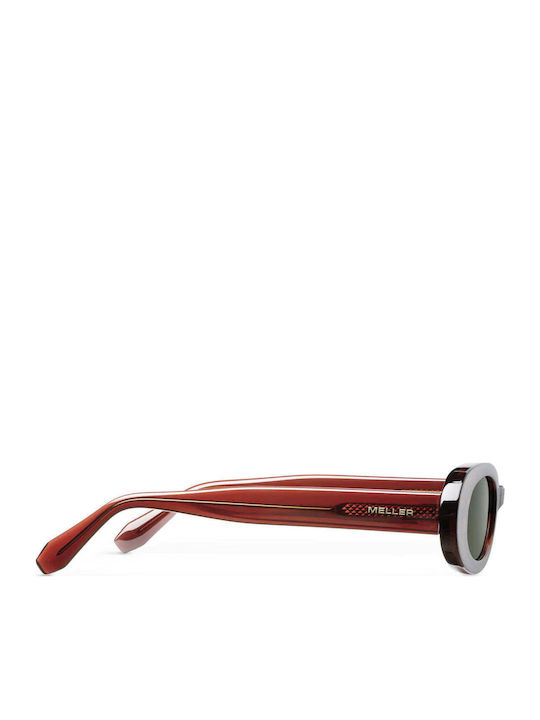 Meller Lua Women's Sunglasses With Red Horn-Rimmed Frame And Green Polarized Lens