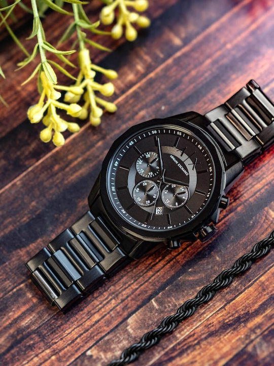 Armani Exchange Herrenuhr Batterie mit Schwarz Rostfreier Stahl Armband