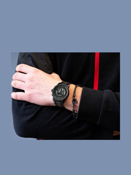 Armani Exchange Herrenuhr Batterie mit Schwarz Rostfreier Stahl Armband