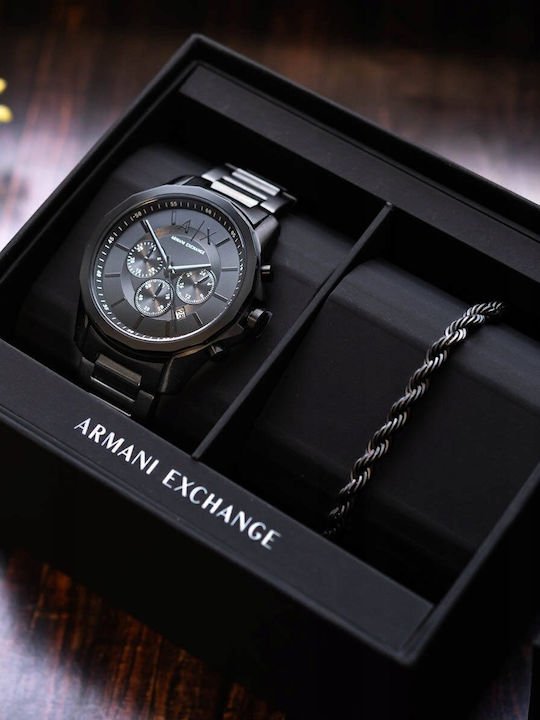 Armani Exchange Herrenuhr Batterie mit Schwarz Rostfreier Stahl Armband