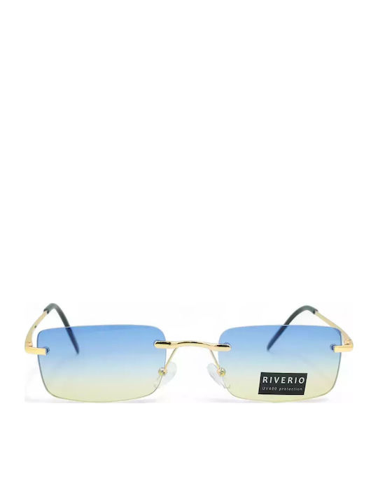 Riverio Unisex Sunglasses with Gold Metal Frame and Gold Gradient Lens