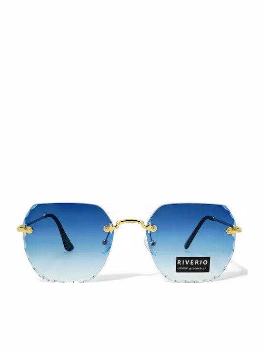 Riverio Unisex Γυαλιά Ηλίου με Χρυσό Μεταλλικό Σκελετό και Μπλε Ντεγκραντέ Φακό RV42415