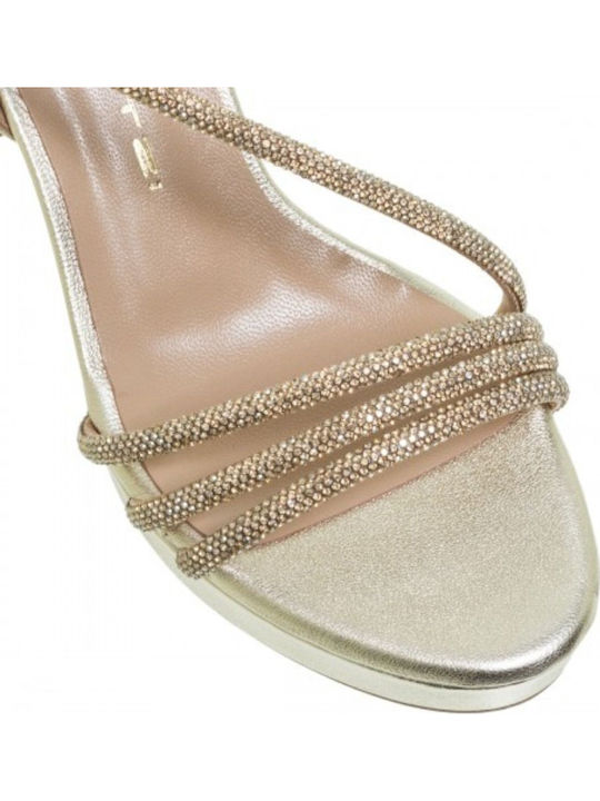 Sandalen mit Strass Gold