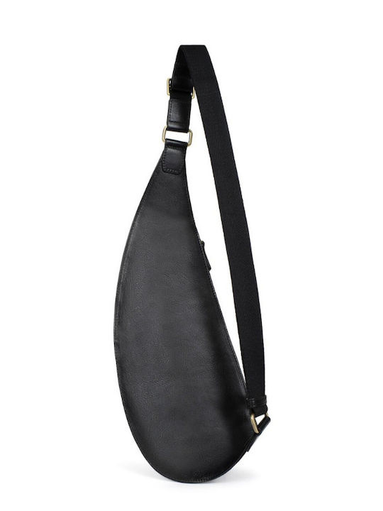 Leder Herrentasche Sling Schwarz