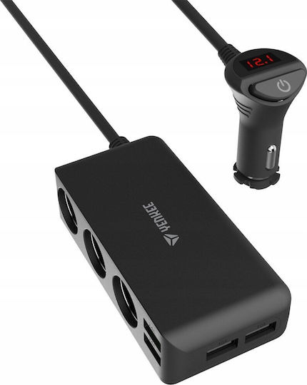 Yenkee Φορτιστής Αυτοκινήτου με Θύρες: 4xUSB 3xΑναπτήρα