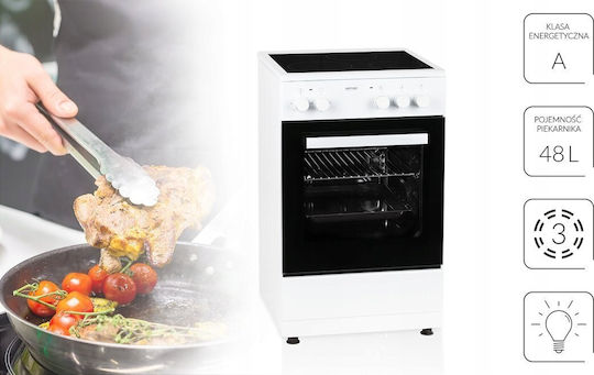 MPM Aragaz 48lt cu Plite Ceramice L50cm. Albă