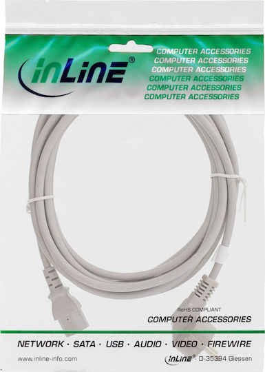 Καλώδιο Τροφοδοσίας Inline Inline Power Cable German To 3 Pin Iec C13 5m Γκρι