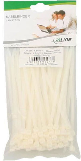 InLine Δεματικά Καλωδίων Πλαστικά 160mmx4.8mm σε Λευκό χρώμα (100τμχ) (59964J)