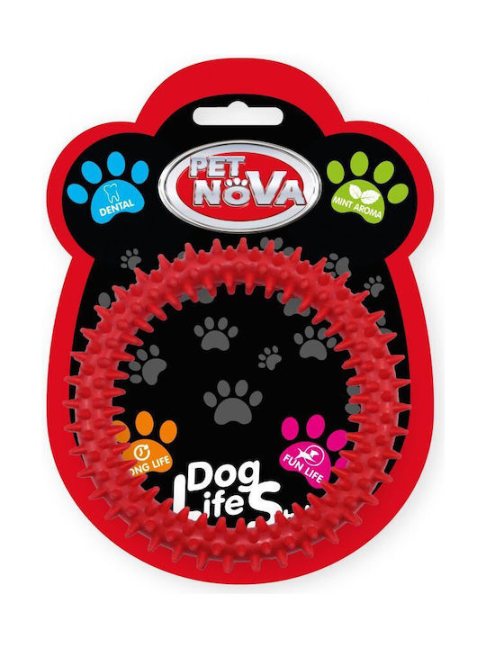 Pet Nova Pet Nova Dental Ring Toy for Puppy made of Rubber with Sound Large Red 1pcs
