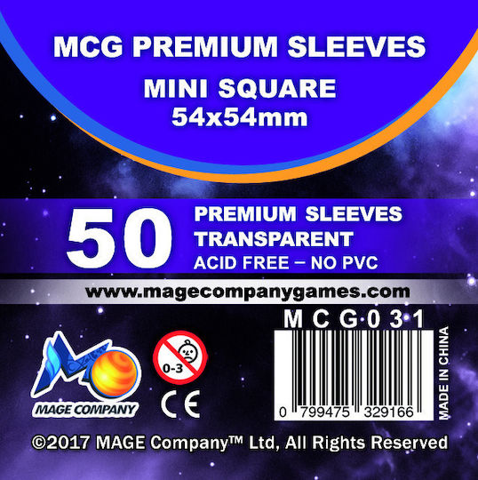Mage Company Премиум Мини Квадратни Ръкави За Карти Квадратен Размер 50 Бр Изчистени