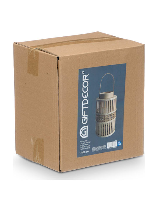 Gift Decor Φαναράκι Bamboo Μπεζ 16.5x16.5x39εκ.