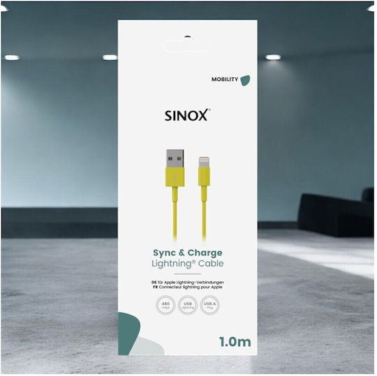 Sinox USB-A to Lightning Cable Κίτρινο 1m