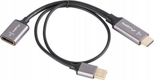 Προσαρμογέας Καλωδίου Lanberg Hdmi M > Displayport F 4k Στο Καλώδιο 20cm Ασημί