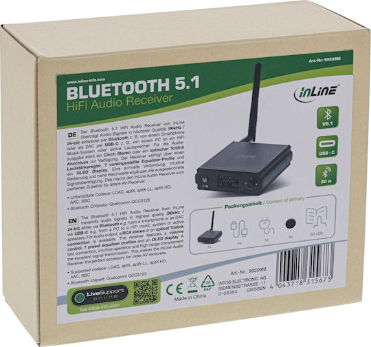 Inline Inline Bluetooth 5.1 HiFi Empfänger & USB DAC LCD