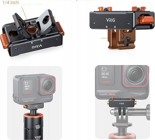 Vrig Adapter Support Mount 1/4"" Thread + Gopro Insta360 Ace Pro Ac07 A0106 System
