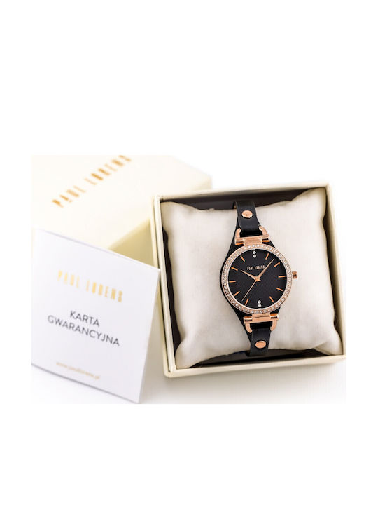 Paul Lorens Women's Watch with Black Leather Strap