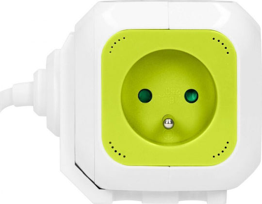Orno PowerCube 4 Θέσεων με 2 USB-A και Καλώδιο 1.4m Πράσινο