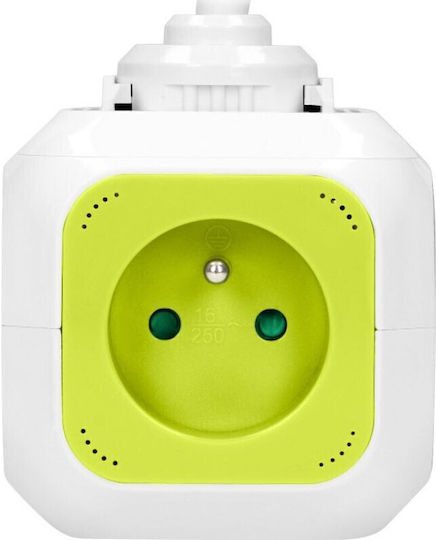 Orno PowerCube 4 Θέσεων με 2 USB-A και Καλώδιο 1.4m Πράσινο