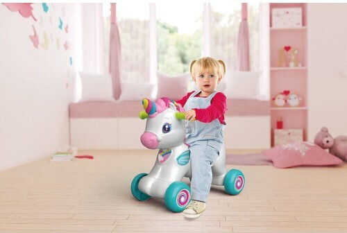 Baby Clementoni Rina Monokerina 3 in 1 Plastic Rocking Toy Unicorn for 12+ months with Sounds & Music with Max Load Capacity 20kg White
