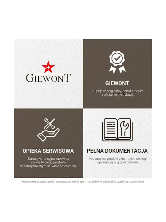 Giewont Γυναικείο Ρολόι Μπαταρίας με Χρυσό Μεταλλικό Μπρασελέ