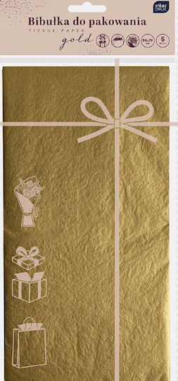 Interdruk Wrapping Paper 50x70cm 5 Sheets Gold