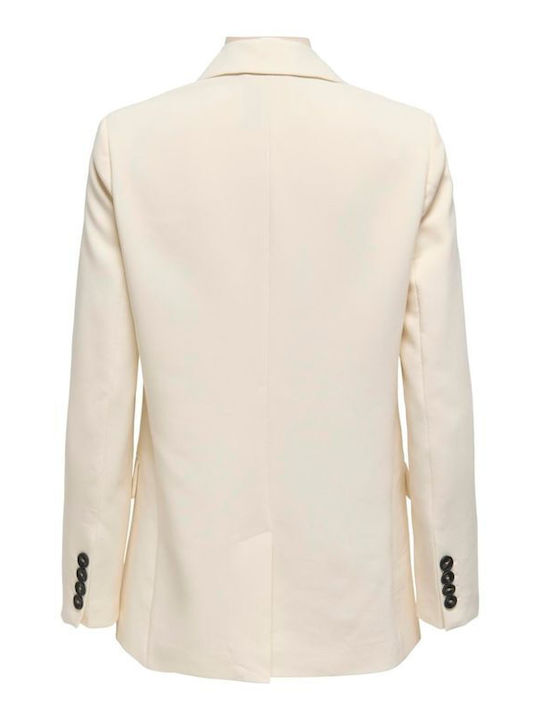 Only Long Women's Double Breasted Blazer Ecru