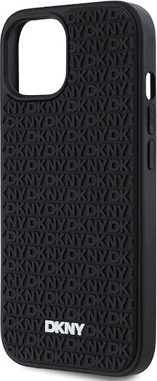 DKNY Repeat Pattern Umschlag Rückseite Kunststoff Schwarz (iPhone 15)