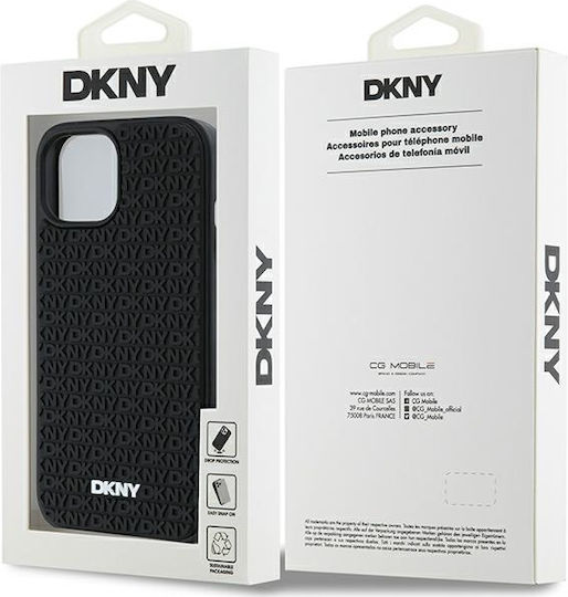 DKNY Repeat Pattern Umschlag Rückseite Kunststoff Schwarz (iPhone 15)