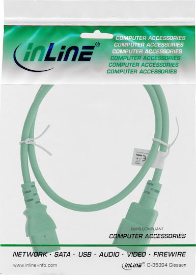 InLine IEC C13 / IEC C14 - IEC C13 / IEC C14 Cable 1.5m Πράσινο