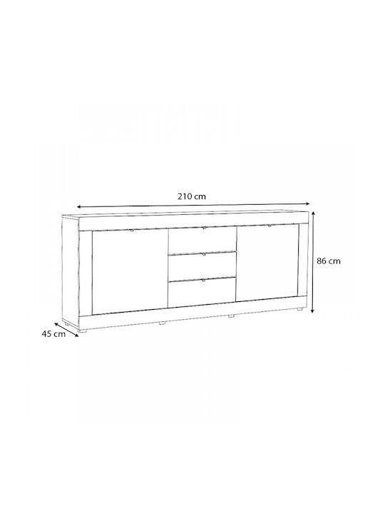 Bufet Ocean cu Sertare Sonoma 210x45x86cm