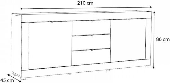 Мебели за съхранение Ocean дървен с чекмеджета Сонома 210x45x86см