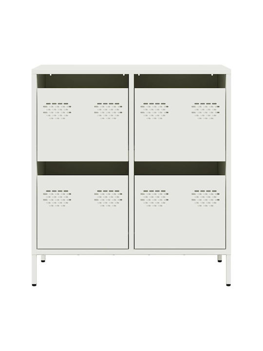 Sideboard made of Metal with Drawers White 68x39x73.5cm