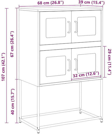 Μπουφές από Μέταλλο Μαύρο 68x39x107cm