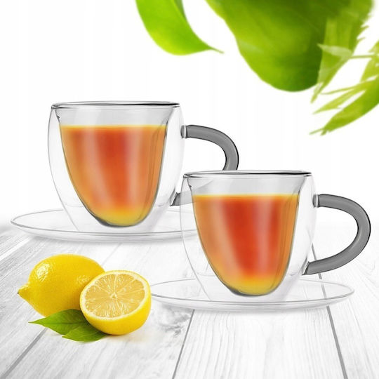 Orion Set Tassen Kaffee aus Porzellan Transparent 160ml 2Stück