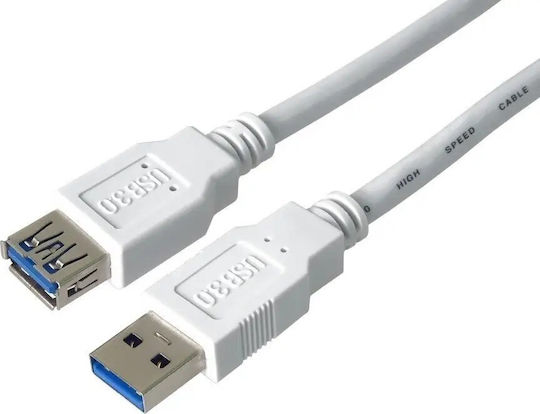 Premiumcord Καλώδιο Επέκτασης Usb 3.0 Super-speed 5gbps A-a Mf 9pin 3m Λευκό