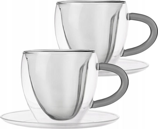 Orion Set Tassen Kaffee aus Porzellan Transparent 160ml 2Stück