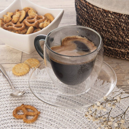 Orion Set Tassen Kaffee aus Porzellan Transparent 160ml 2Stück