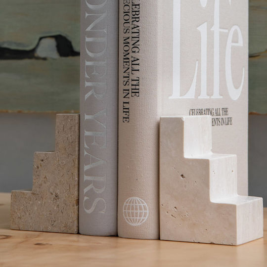 Printworks Bookends Stair Cube Calcium Travertine